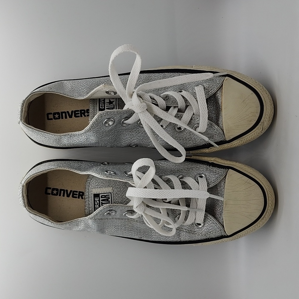 Converse All Star Silver Glitter Womens Size 8